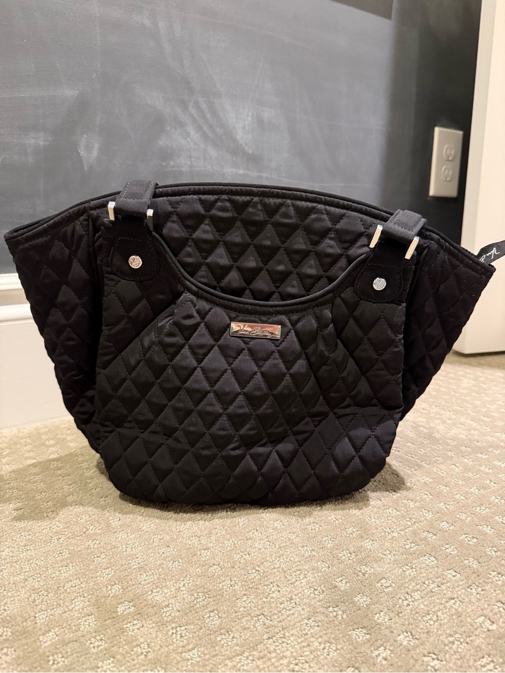 Vintage Vera Bradley Quilted Black Diamond Tote